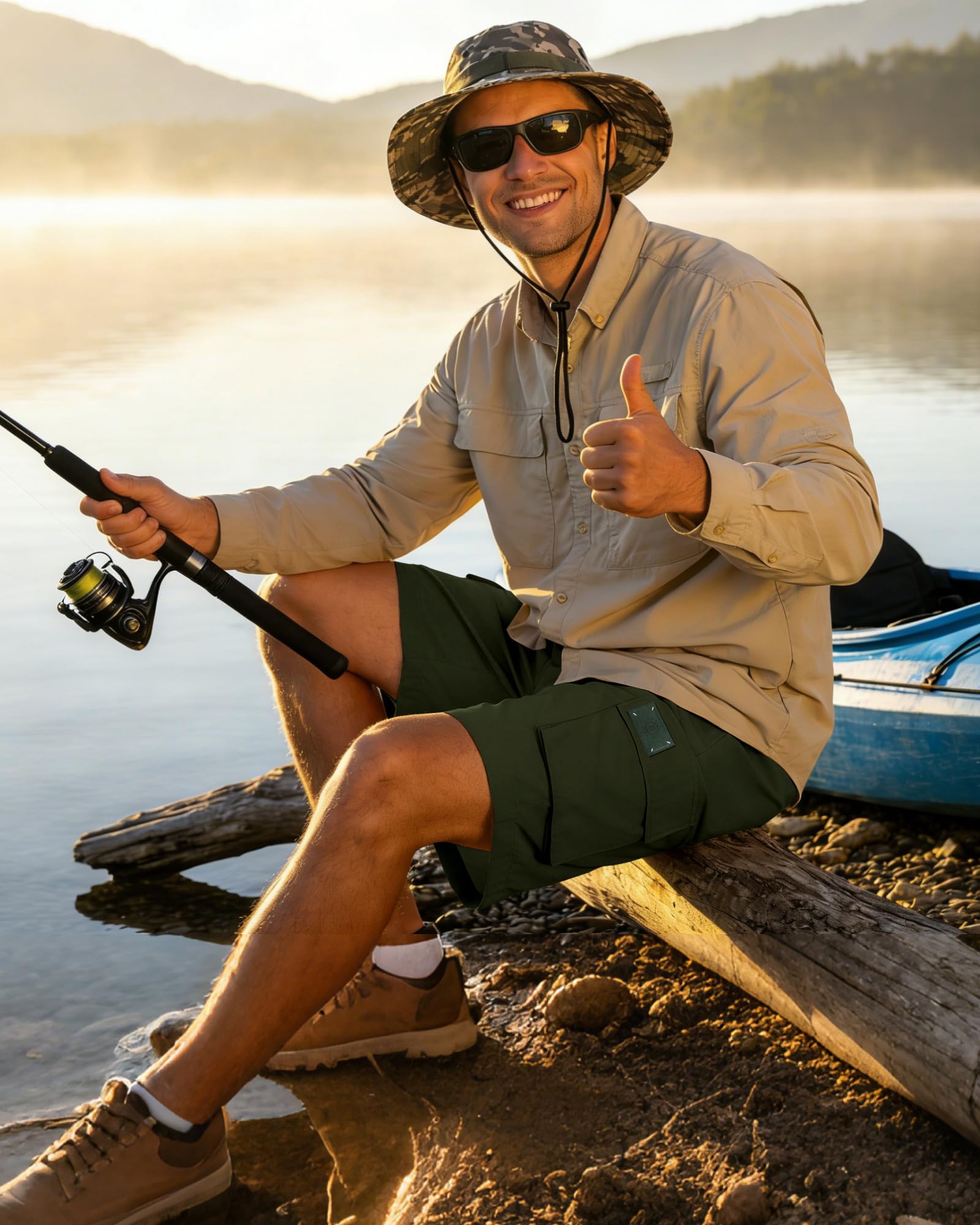 TRFIC Men's Cargo Shorts Casual Summer Loose Fit Bermuda Shorts Elastic Waist Drawstring Pants with Pockets - Image 3