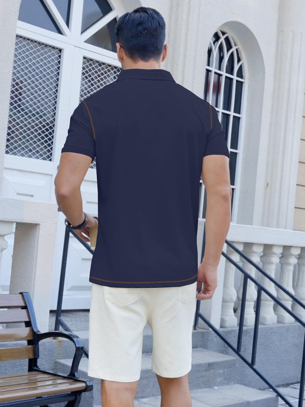 TRFIC Men's Casual Polo Shirts Shorts Sleeve Summer Shirt Classic Collared Button Golf Shirts with Pocket - Image 4