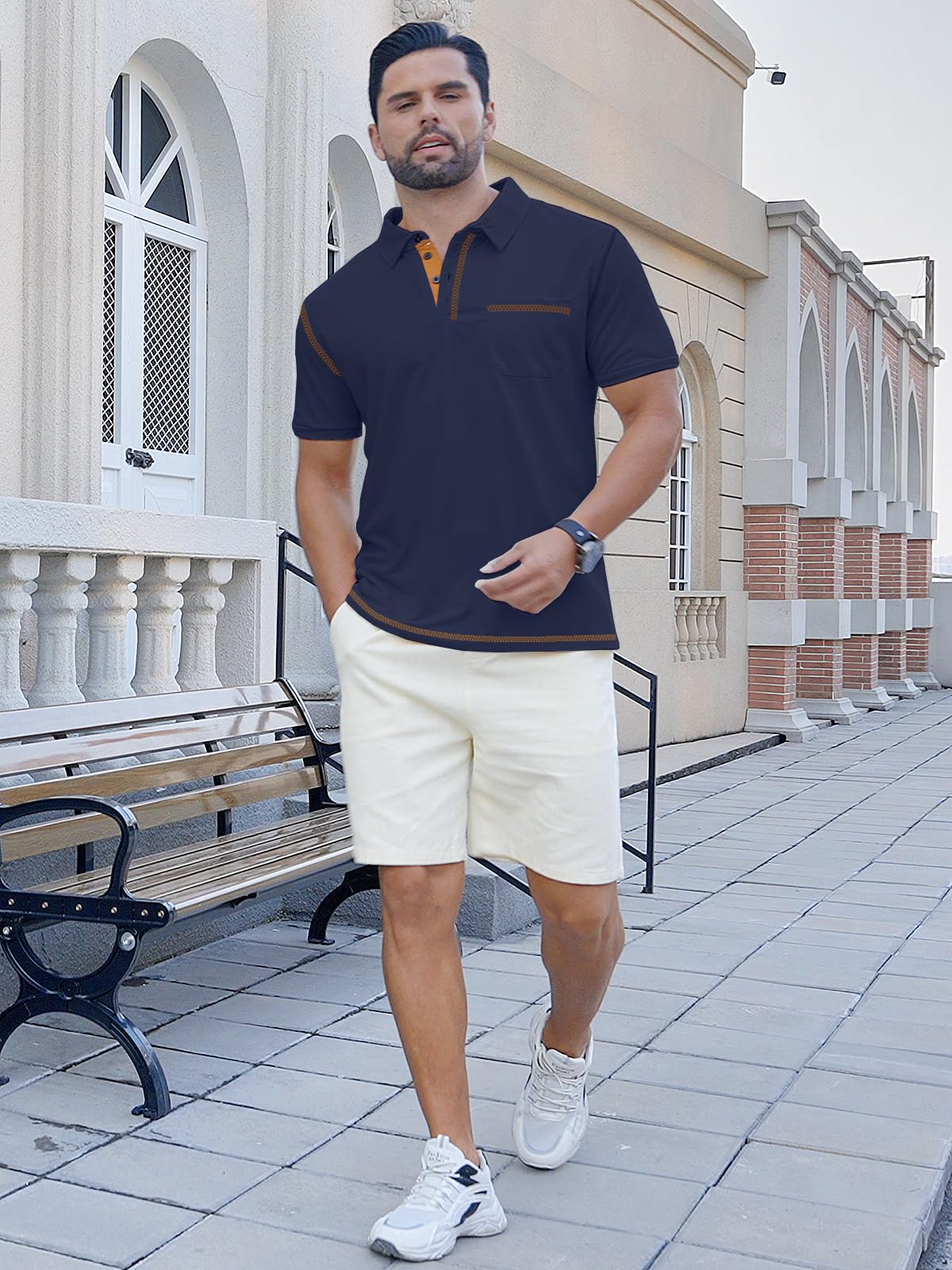 TRFIC Men's Casual Polo Shirts Shorts Sleeve Summer Shirt Classic Collared Button Golf Shirts with Pocket - Image 5