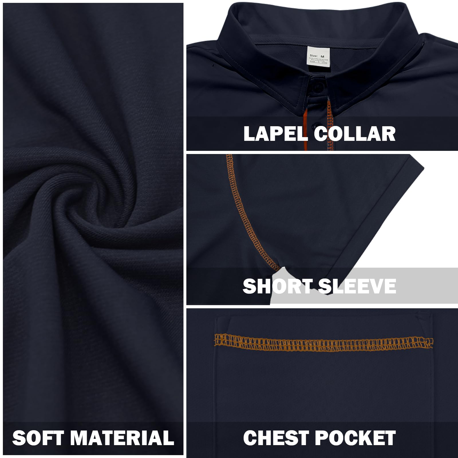 TRFIC Men's Casual Polo Shirts Shorts Sleeve Summer Shirt Classic Collared Button Golf Shirts with Pocket - Image 6