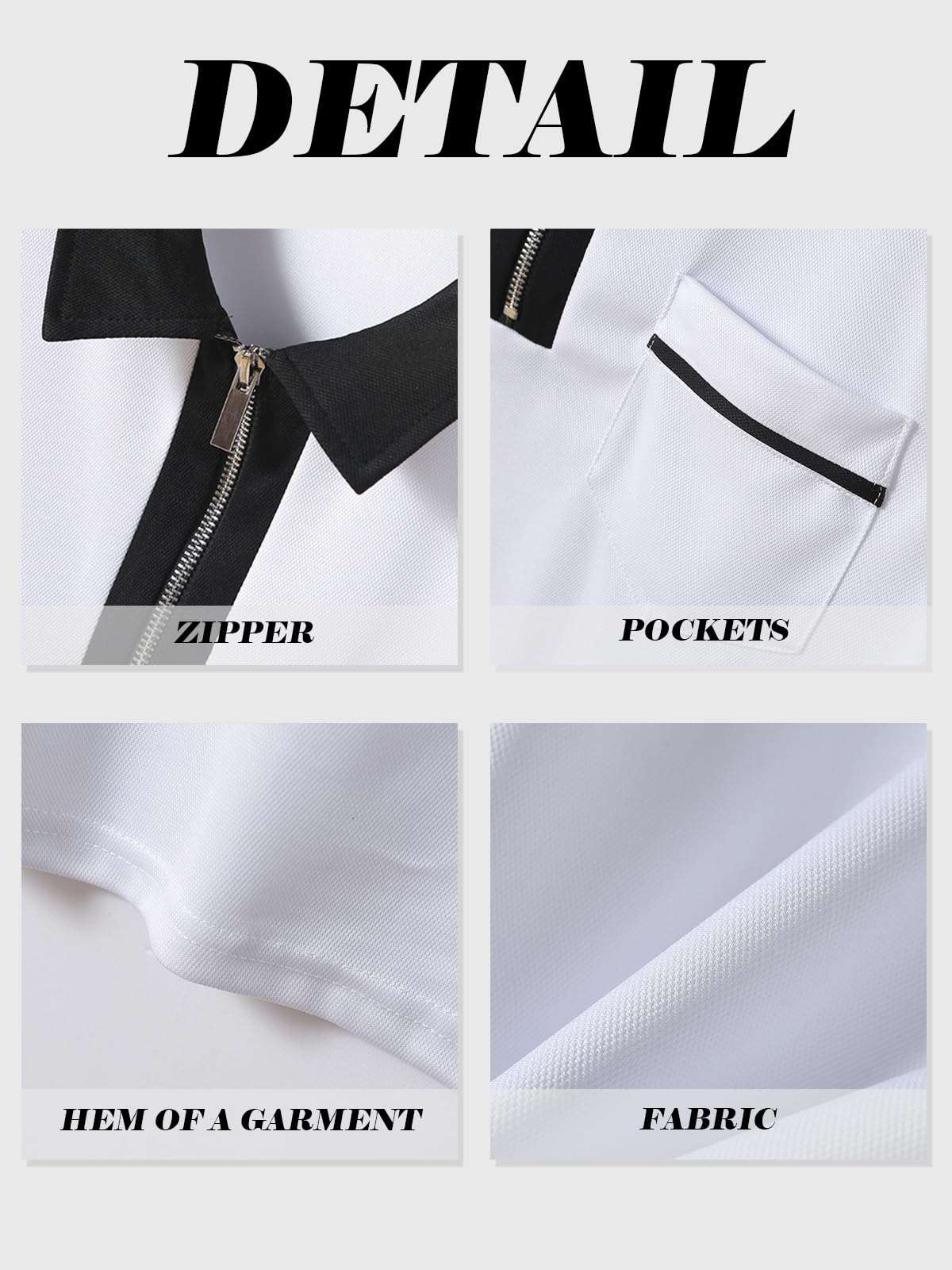 TRFIC Men's Long Sleeve Polo Shirt Casual Zip Polo Shirt Classic Collared Golf Shirt with Pocket - Image 5