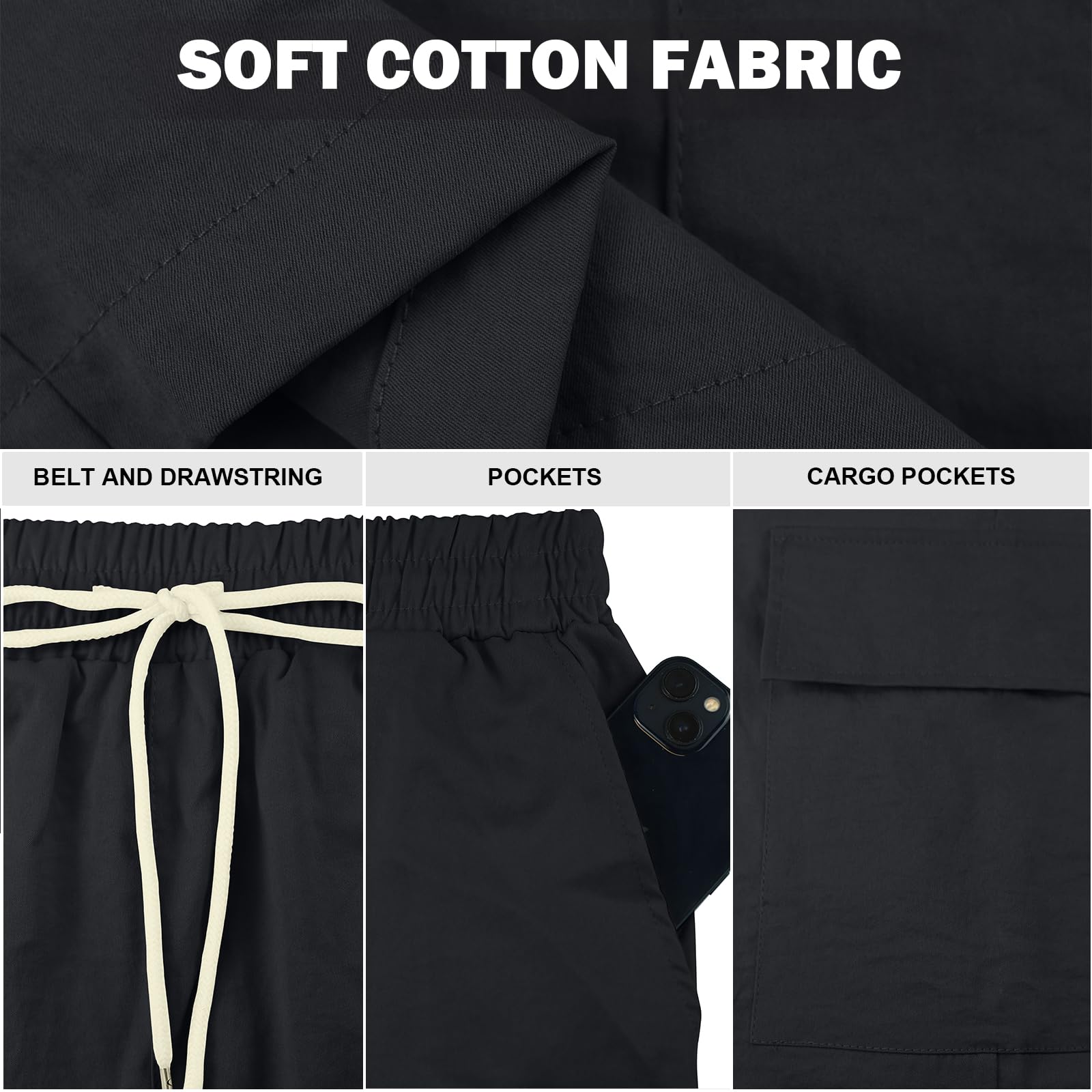 TRFIC Mens Casual Shorts Summer Beach Elastic Waist Drawstring Shorts Lightweight Quicky Dry Vacation Shorts - Image 4