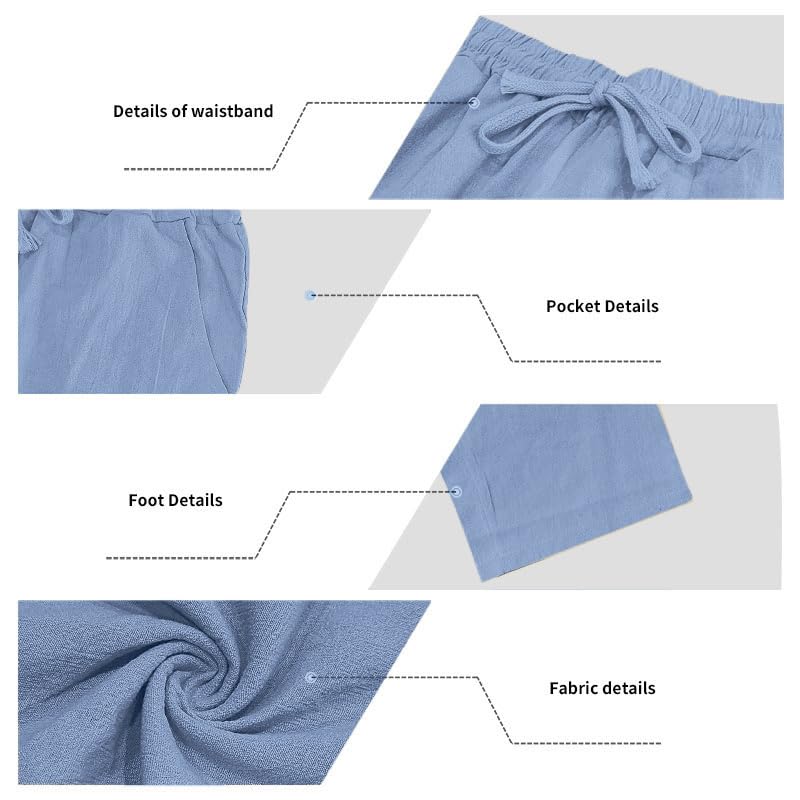 TRFIC Mens Linen Pants Yoga Beach Loose Fit Casual Summer Elastic Waist Drawstring Baggy Trousers with Pockets - Image 6