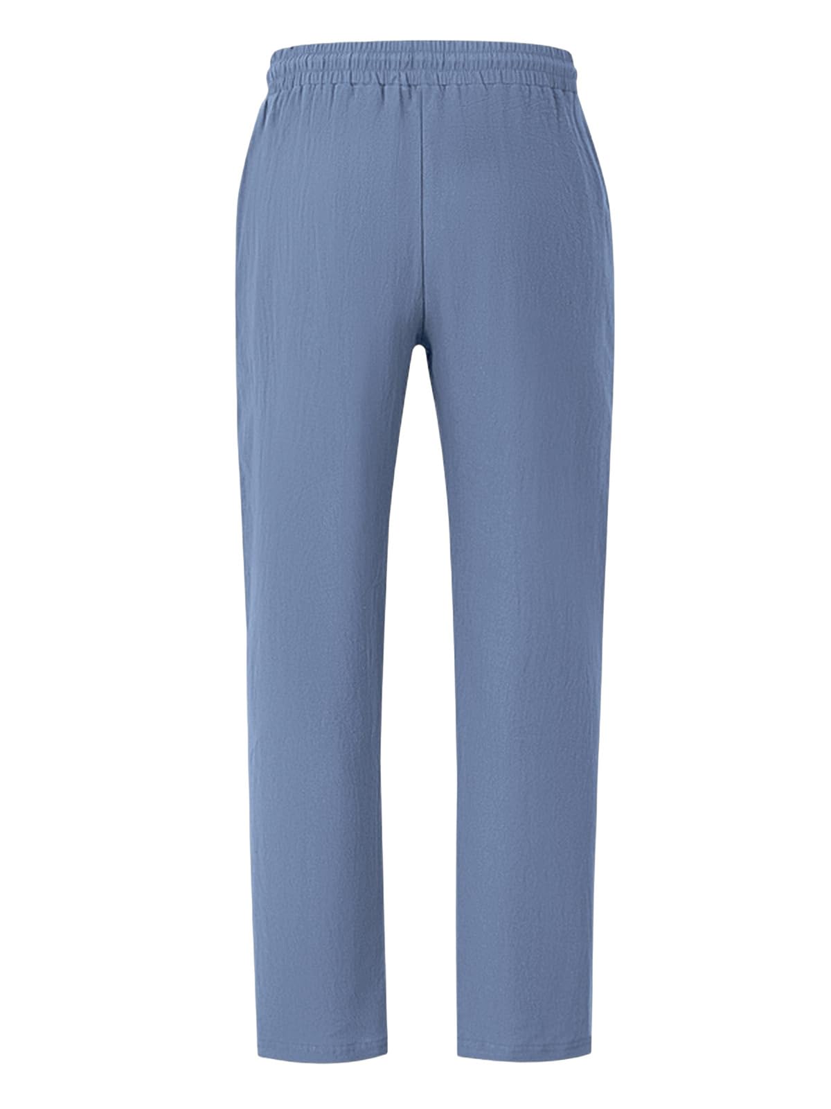 TRFIC Mens Linen Pants Yoga Beach Loose Fit Casual Summer Elastic Waist Drawstring Baggy Trousers with Pockets - Image 8