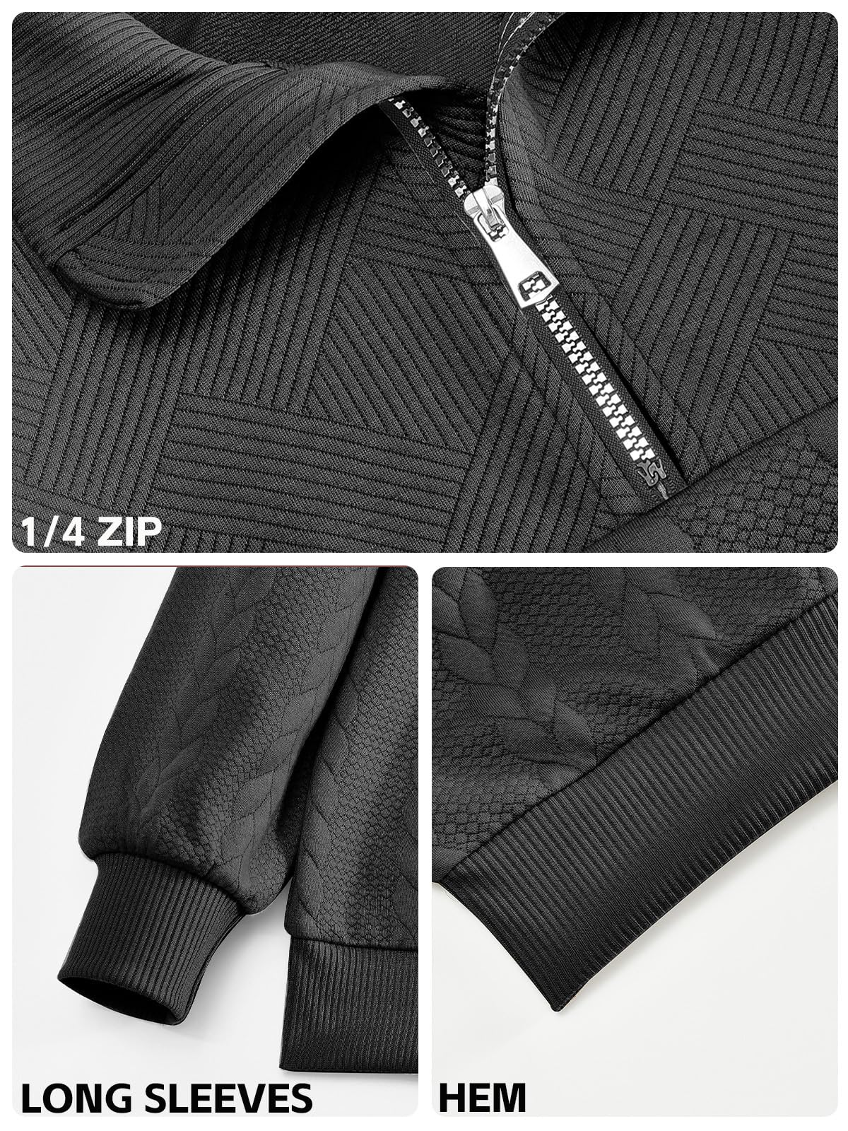 TRFIC Mens Quarter Zip Sweater Men Quilted Sweatshirt Pullover Knit Long Sleeve Mock Neck Sweatshirt - Image 6