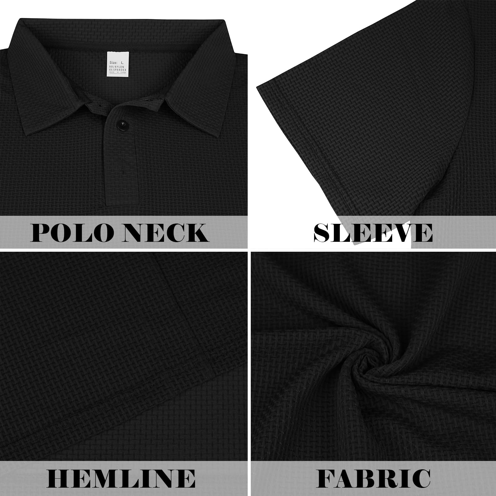 TRFIC Mens Textured Knit Polo Shirts Regular Fit Stretchy Golf Shirts - Image 5